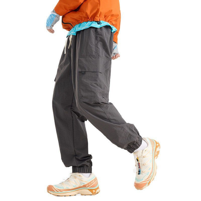 Men's Lightweight Utility Cargo Pants made of Ripstop with Elastic Hem and Multiple Pockets Chichicherry