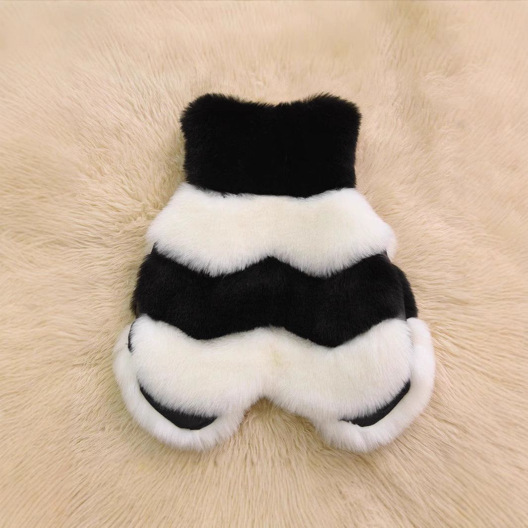 Women Cropped Faux Fur Vest with Layered Volume Panels Chichicherry