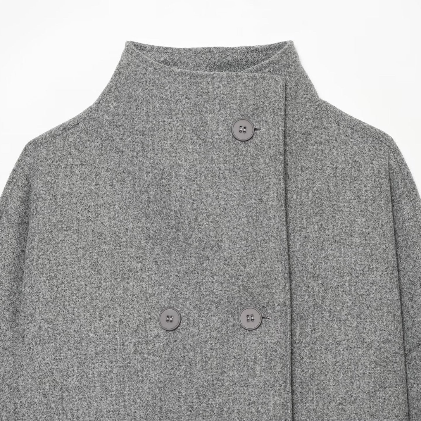 Women's Short Cape Coat made of Wool Blend with High Standing Collar and Double-Breasted Button Placket Chichicherry
