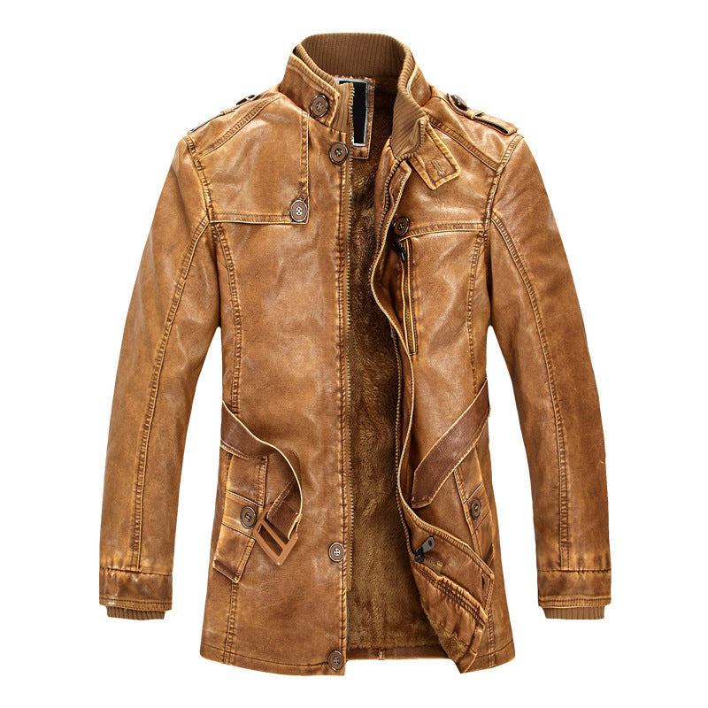 Men's Padded Utility Denim Jacket with High Stand Collar Chichicherry