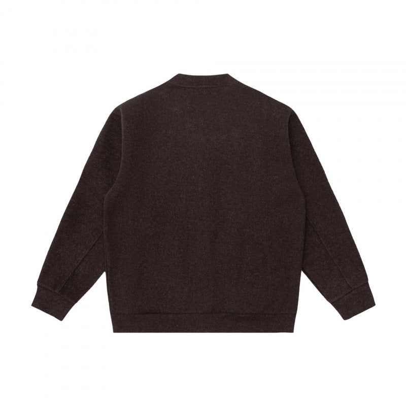 Unisex Casual Button Jacket made of Sweat Fabric with Stand-up Collar, Ribbed Cuffs and Side Pockets Chichicherry