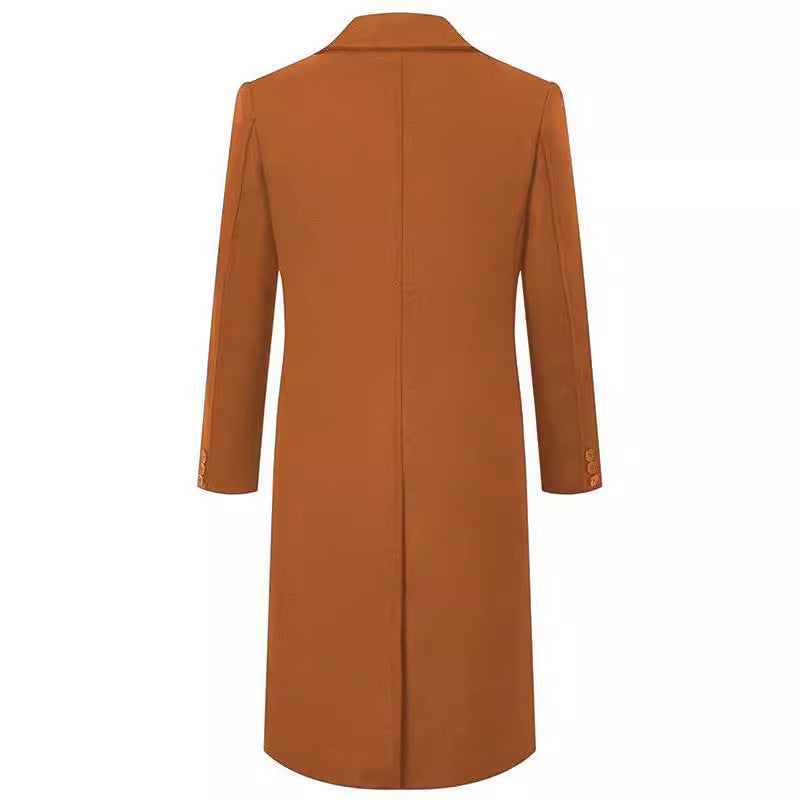 Men's double-breasted long wool coat with quilted lining Chichicherry