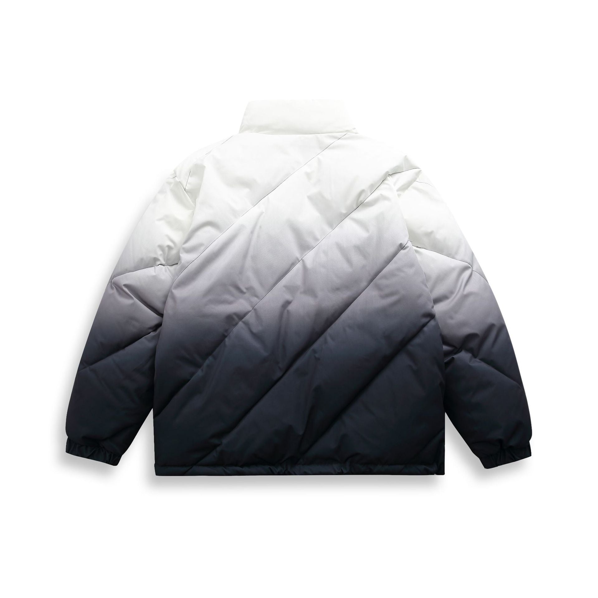 Unisex Short Cut Padded Jacket with Ombre Gradient and Diagonally Quilted Structure Chichicherry
