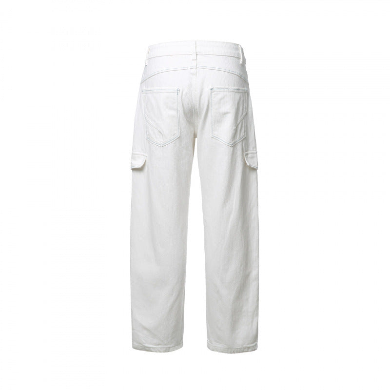 Women's High-Waisted Cargo Pants Relaxed Fit with Flap Pockets and Raw Hem Chichicherry