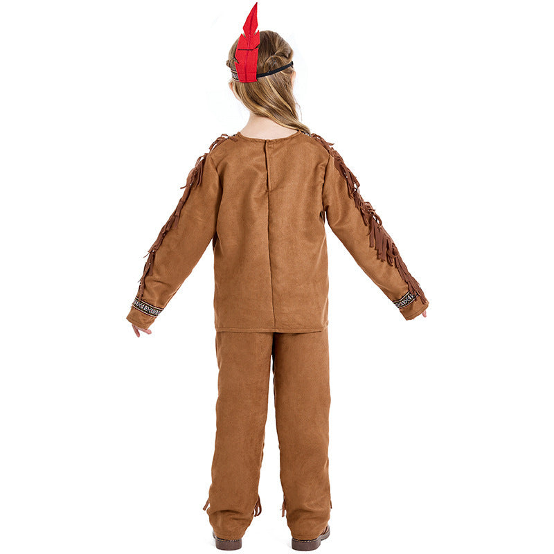 Girl Native American Costume with Fringe and Detail-Loving Top Chichicherry