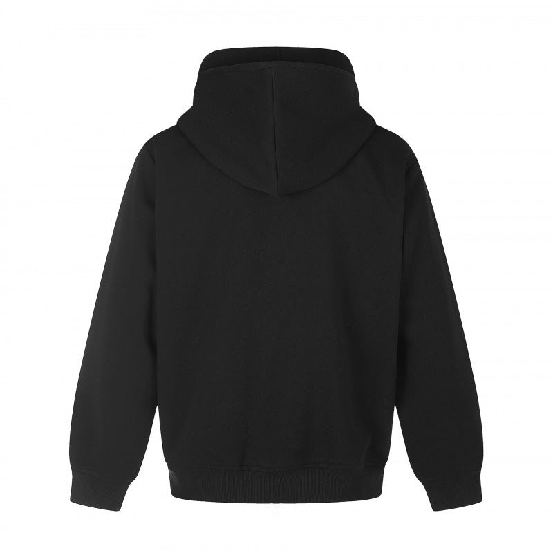 Unisex Boxy Hoodie Jacket in Minimal Style with Two-Way Metal Zipper and Concealed Side Seam Pockets Chichicherry