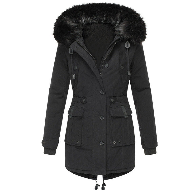 Women's padded parka with removable faux fur hood, tailored silhouette and utility pockets Chichicherry