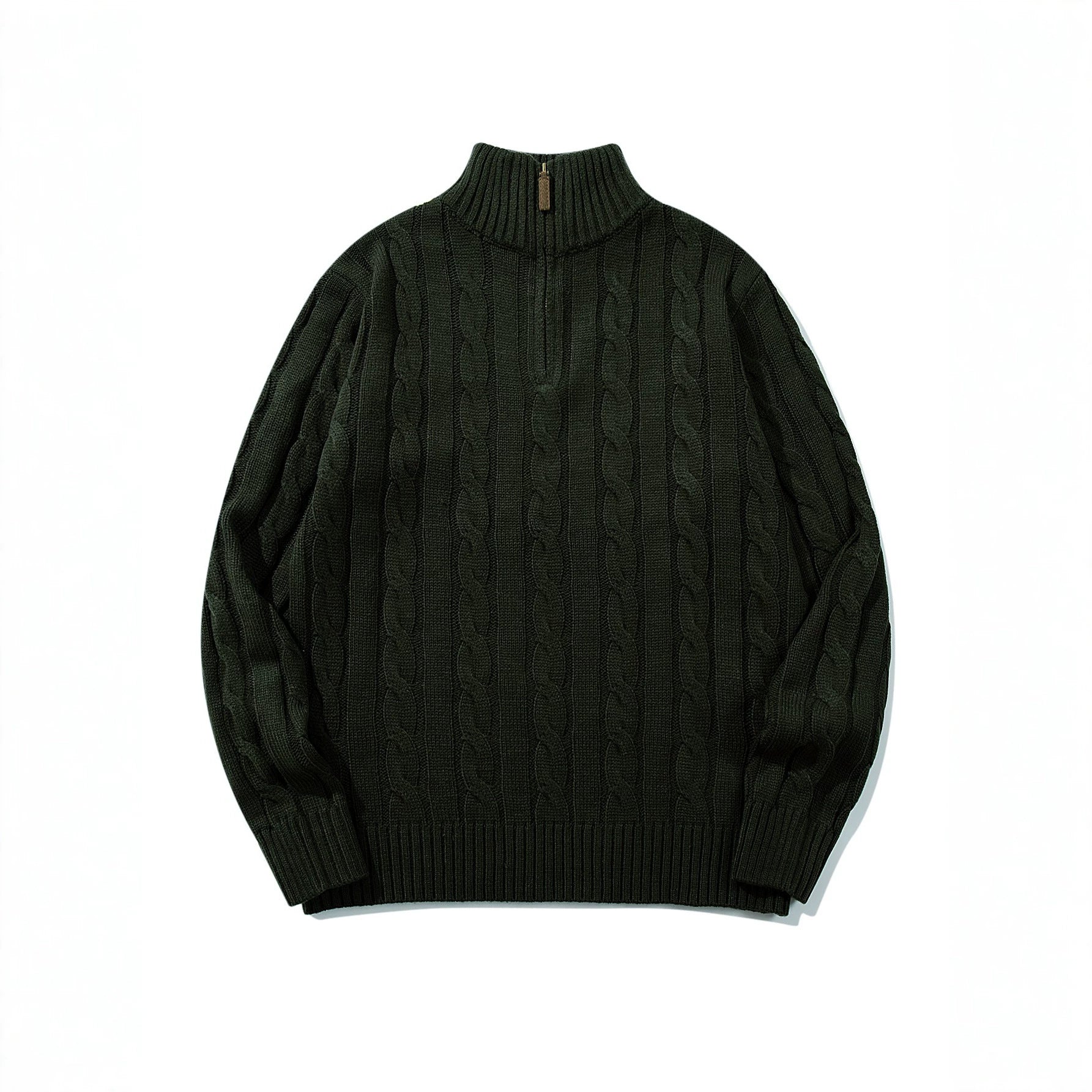 Unisex cable knit half-zip sweater with high ribbed collar and oversized fit Chichicherry