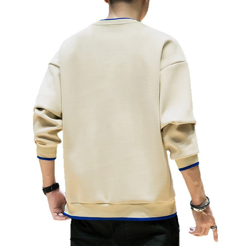 Men's relaxed sweatshirt with contrast piped cuffs and clean round neck Chichicherry
