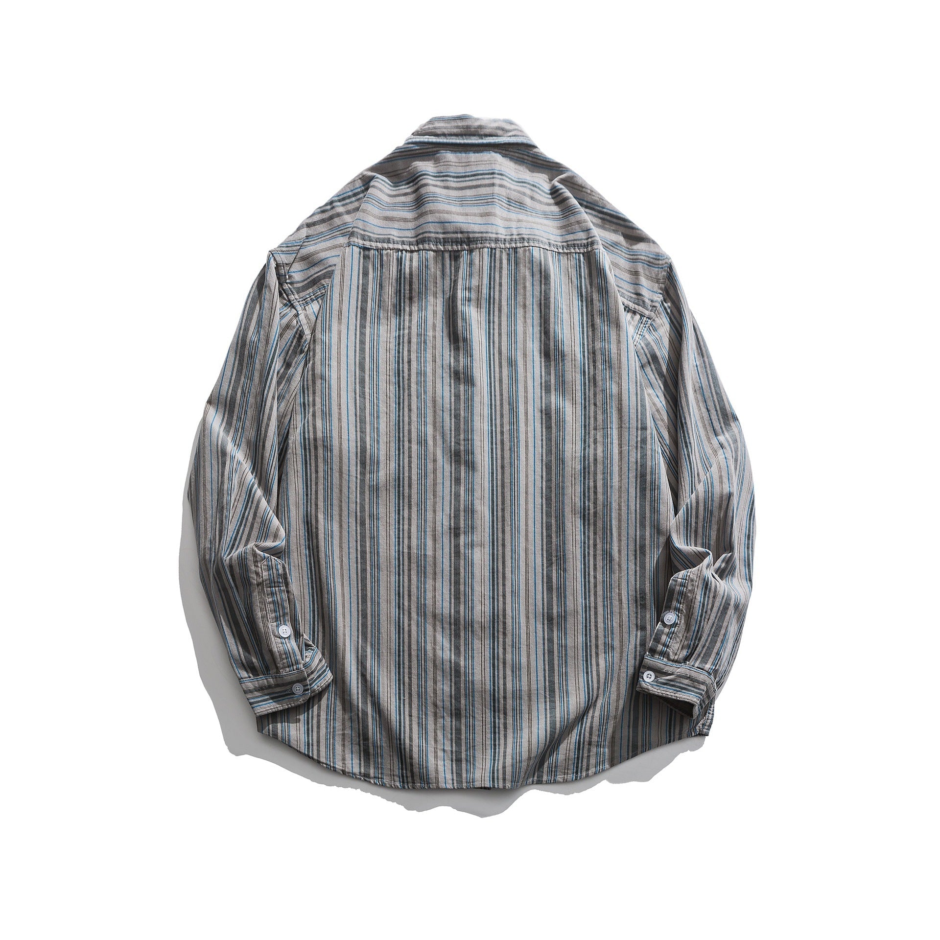 Men's Striped Lightweight Overshirt-Shirt with Chest Pocket and Kent Collar Chichicherry