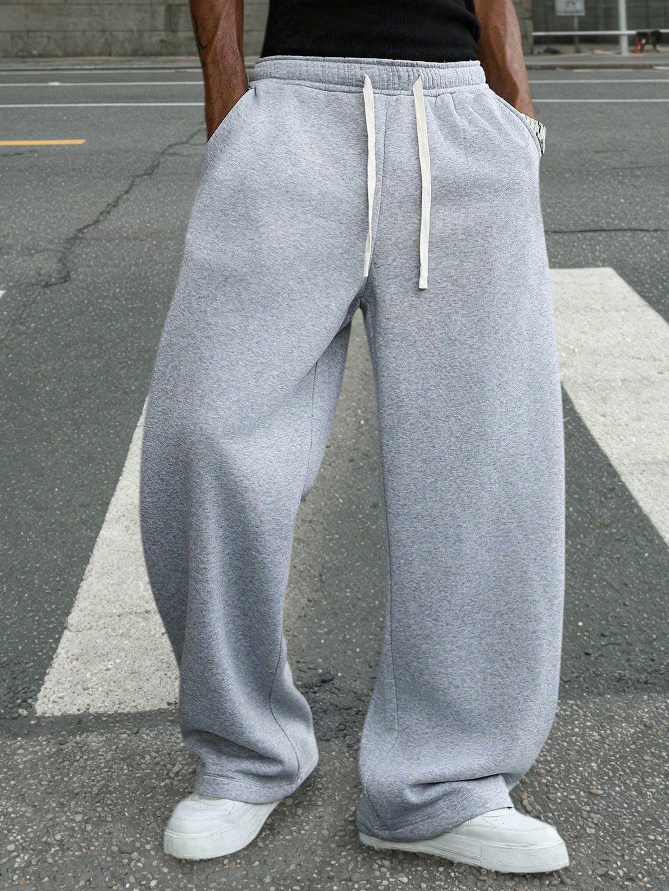 Men's Baggy Joggers in Urban Utility Style with Extra Wide Leg and Visible Drawstring Chichicherry