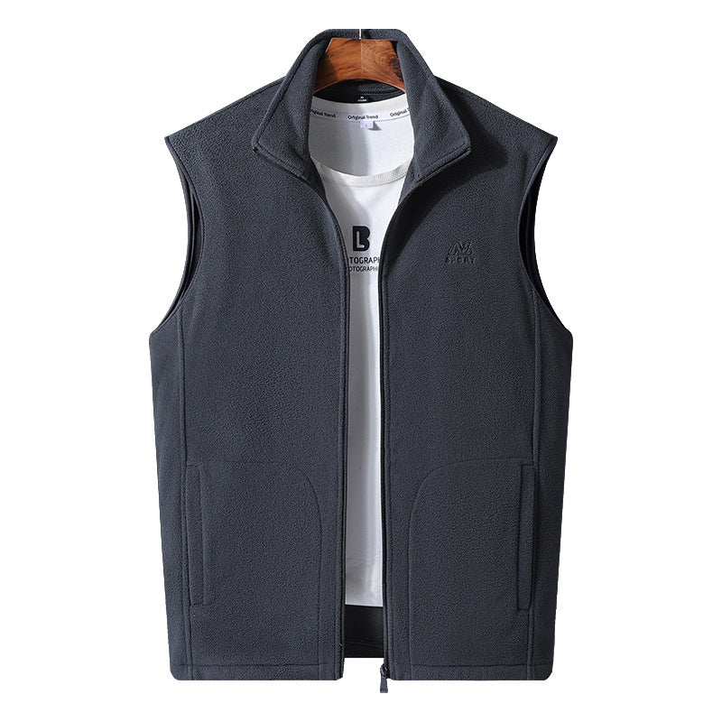 Men's Lightweight Microfleece Outdoor Vest with high collar and concealed zipper Chichicherry