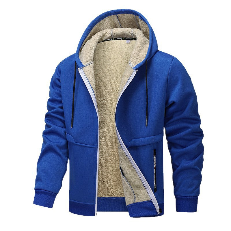 Men's Sherpa-lined Zip Hoodie Jacket in Urban Casual Style with Teddy Fleece Lining Chichicherry