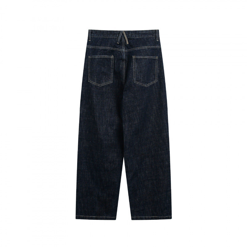 Women's Loose High-Waist Straight Jeans made of raw denim with relaxed fit Chichicherry