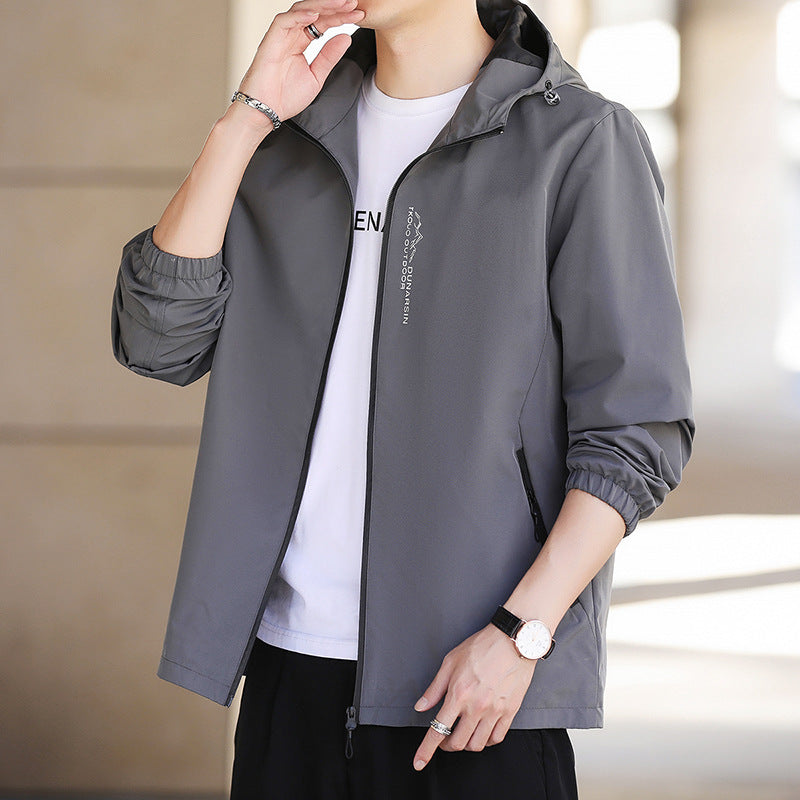 Men's lightweight water-repellent hooded jacket in urban minimal style with zipper Chichicherry