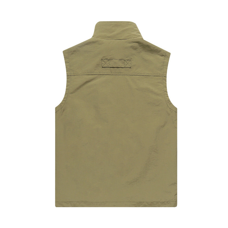 Men's Outdoor Utility Vest with mesh lining, water-repellent nylon surface, and multi-functional pockets Chichicherry