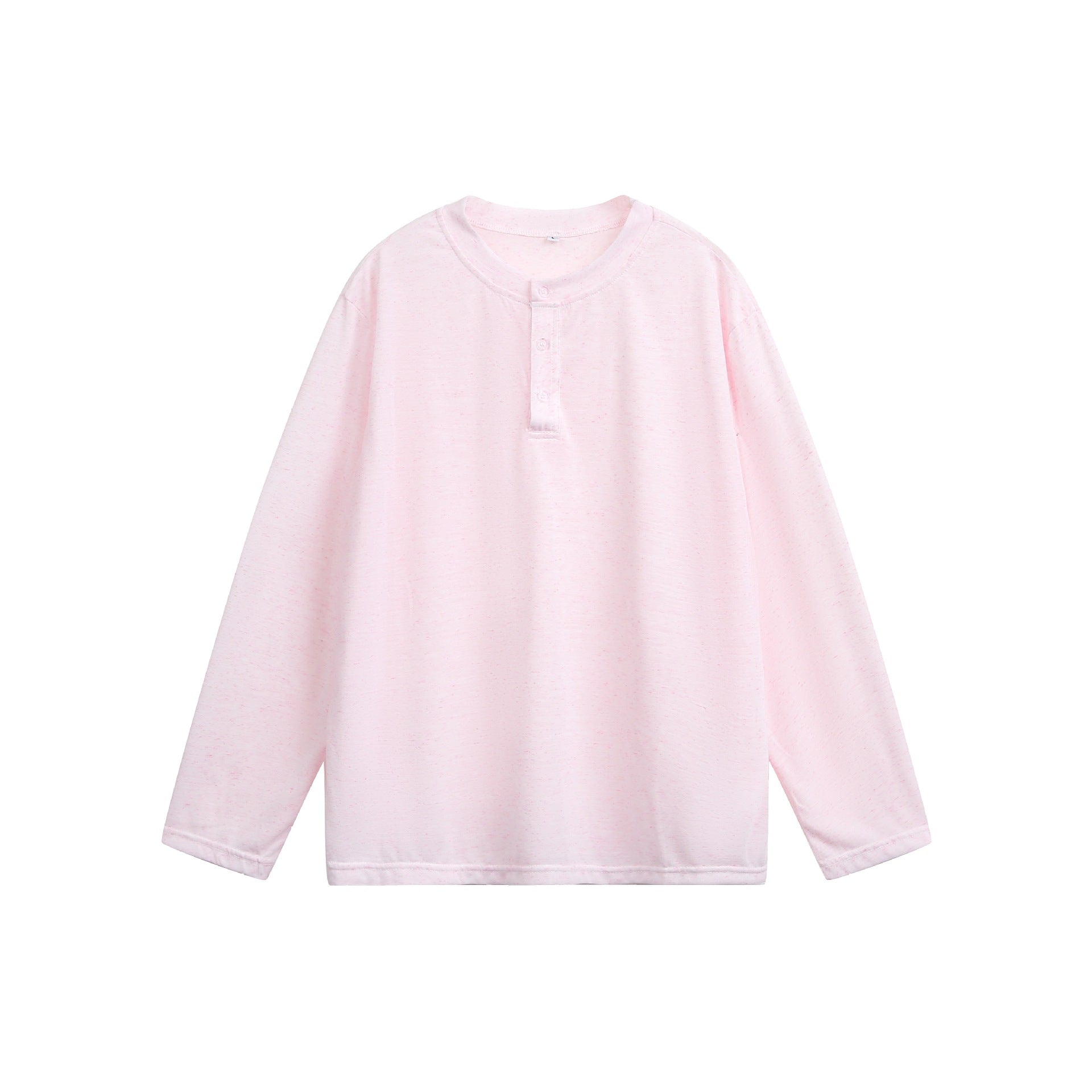 Unisex Melanged Cotton Henley Shirt in Oversized Look with Short Placket Chichicherry