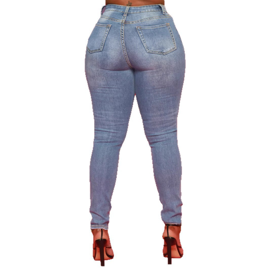 Ladies Sculpting High-Waist Skinny Jeans with shaping comfort waistband Chichicherry