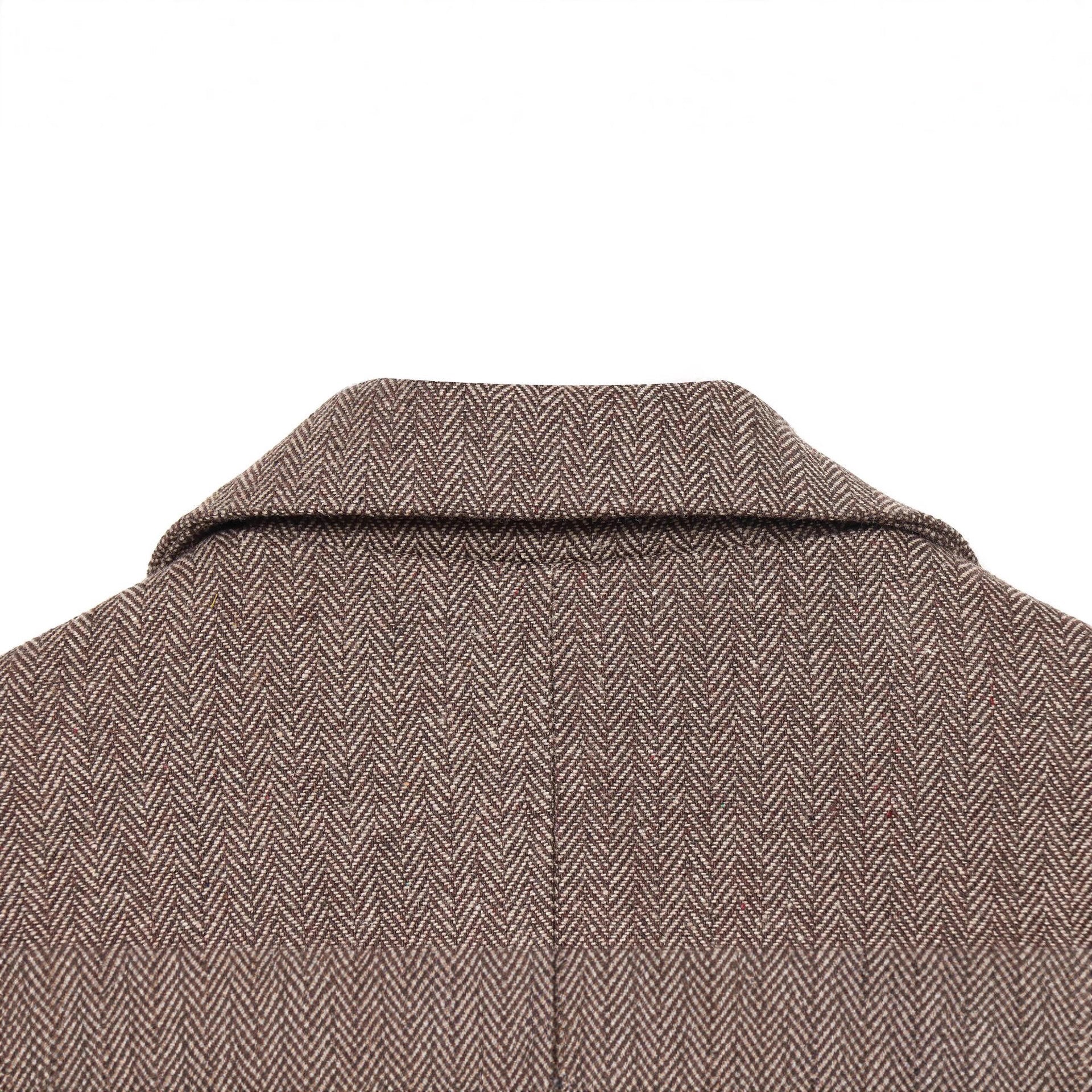 Women's Oversized Blazer-Coat in Herringbone Pattern with Waist Belt Chichicherry