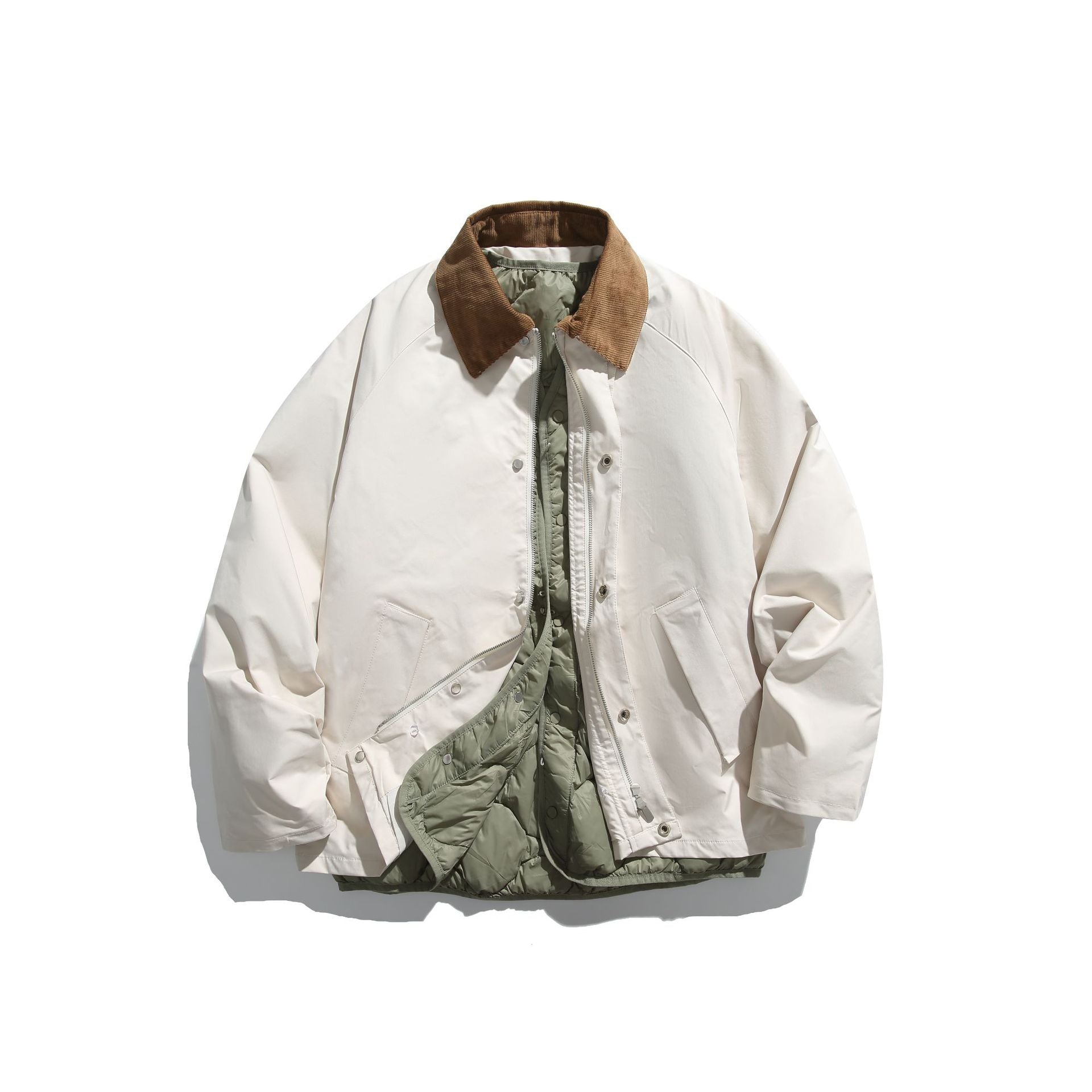 Men's Windproof Blouson with Cord Collar and Removable Padded Lining Chichicherry