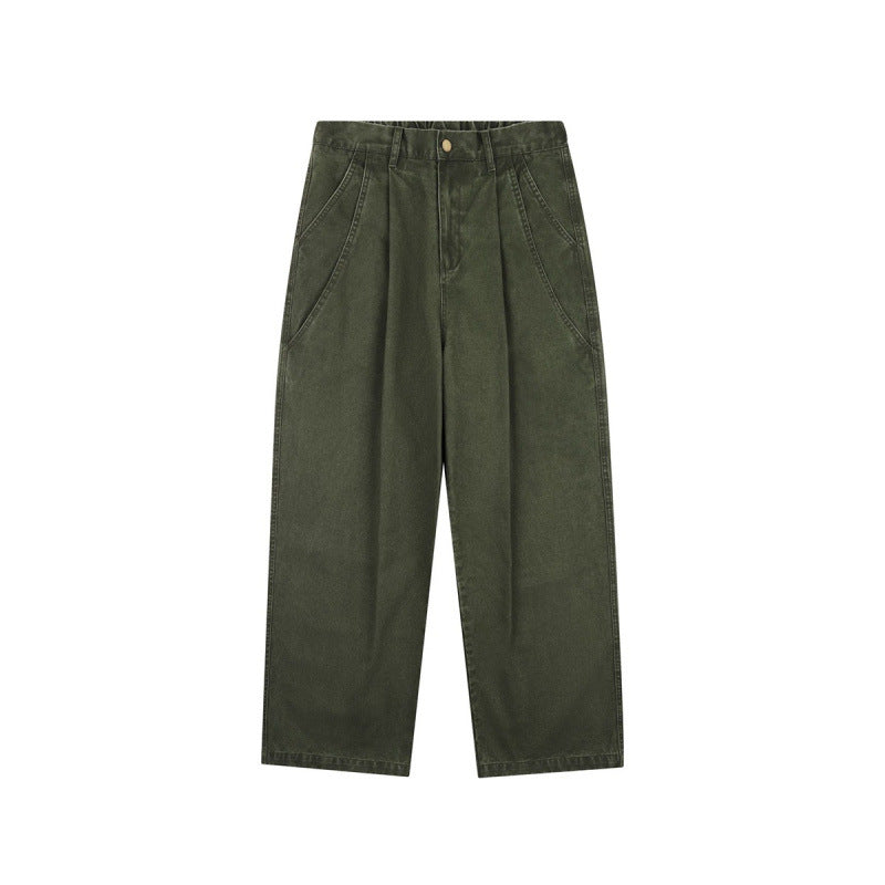 Women's High-Waisted Culotte Pants with Wide Leg, Pleats and Soft Denim Feel Chichicherry