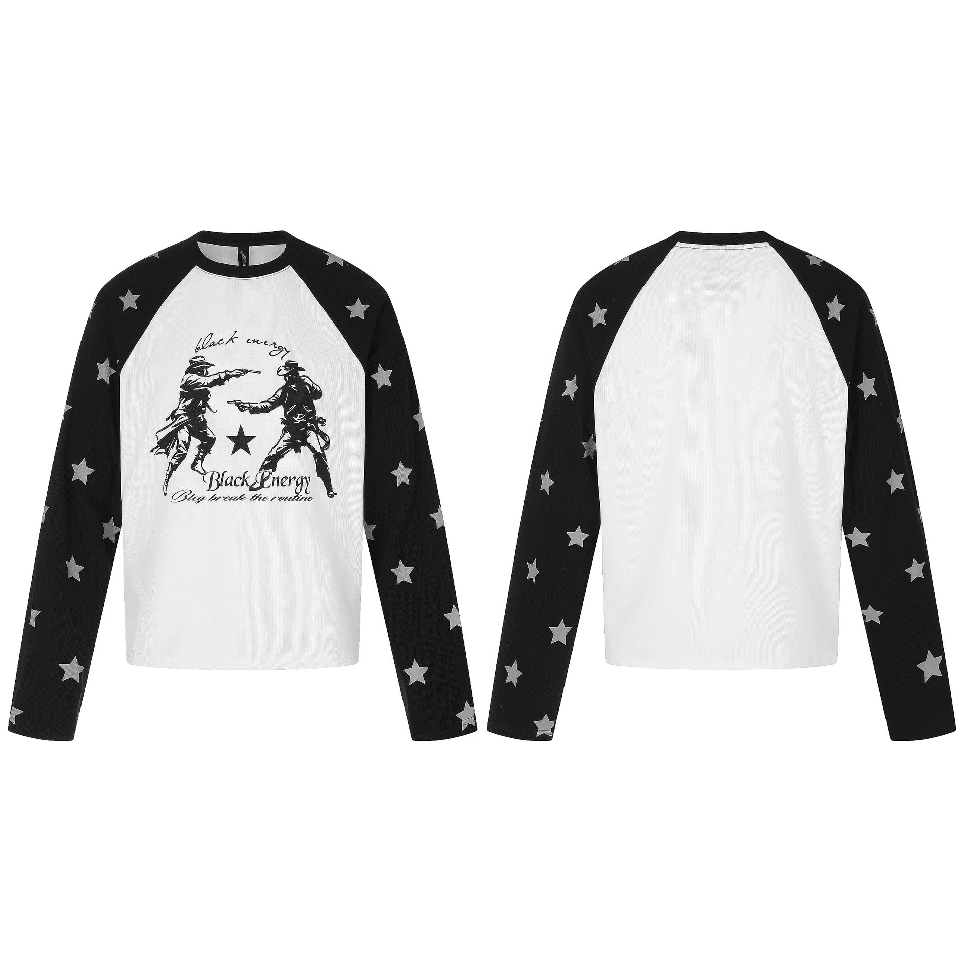 Unisex Raglan sweatshirt with star sleeves and vintage cowboy print Chichicherry