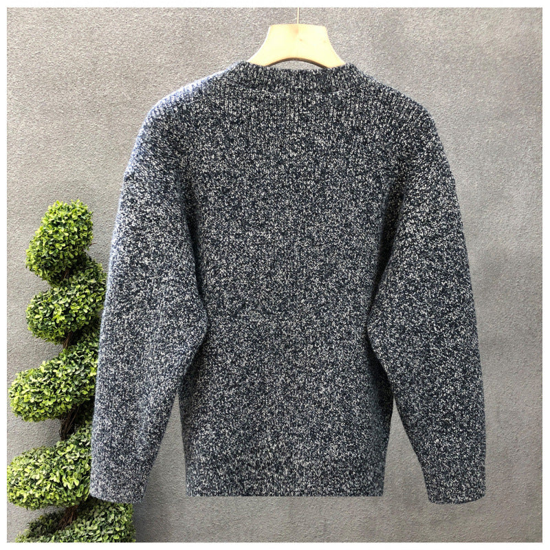 Herren Komfortabler Rippstrick-Halbknopfpullover mit Rundhalsausschnitt und legerer Passform Chichicherry