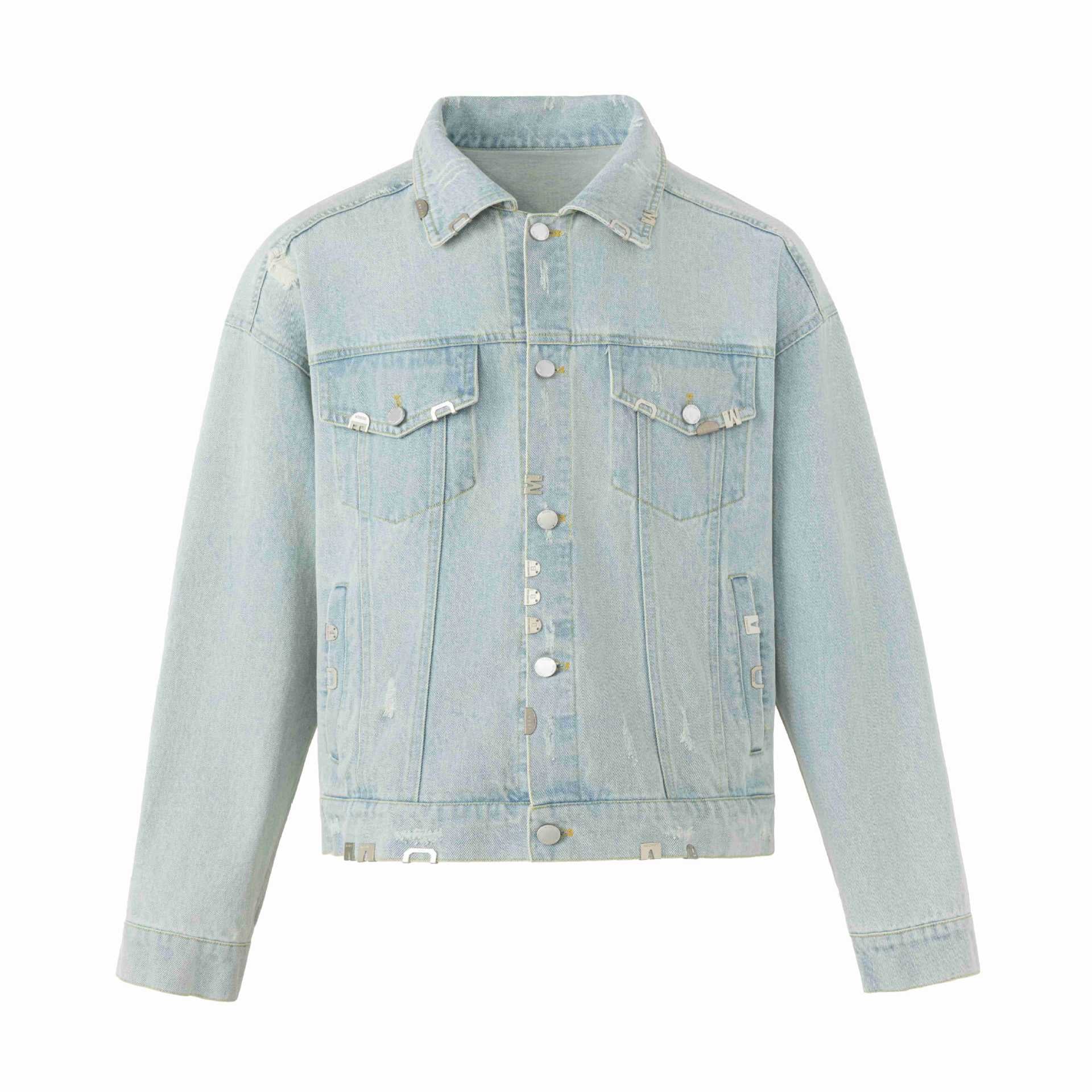 Unisex Castig tailored jeans jacket with logo studs and vintage washed effect Chichicherry