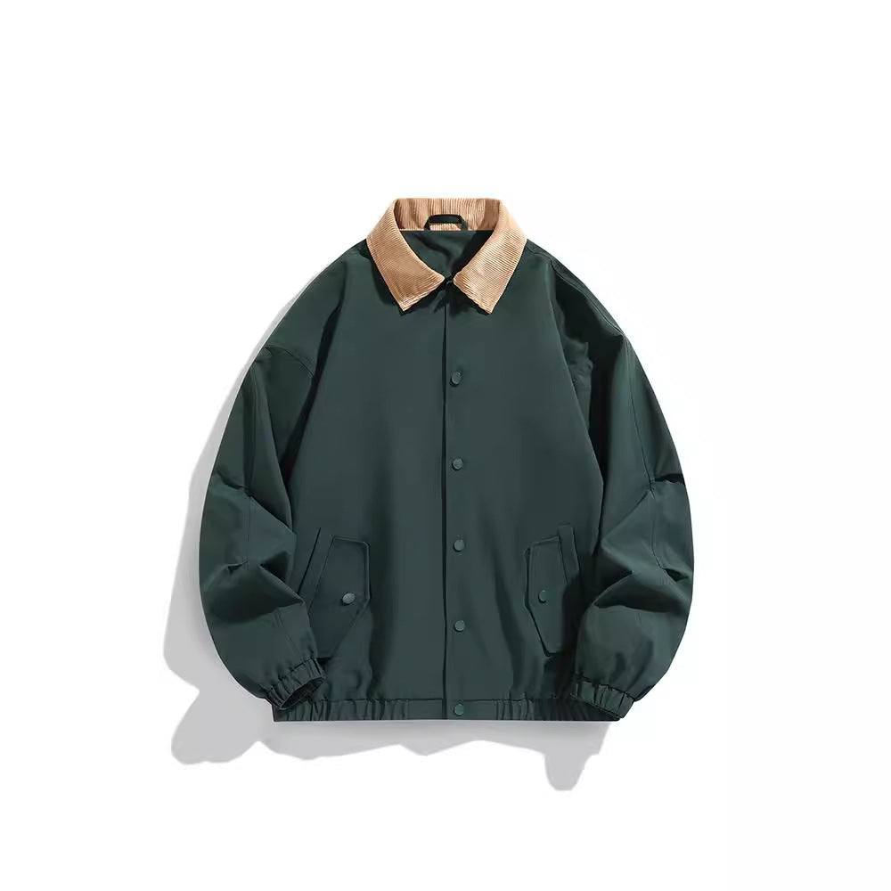 Men's Oversized Blouson with Cord Collar, Snap Button Closure, and Flap Pockets Chichicherry