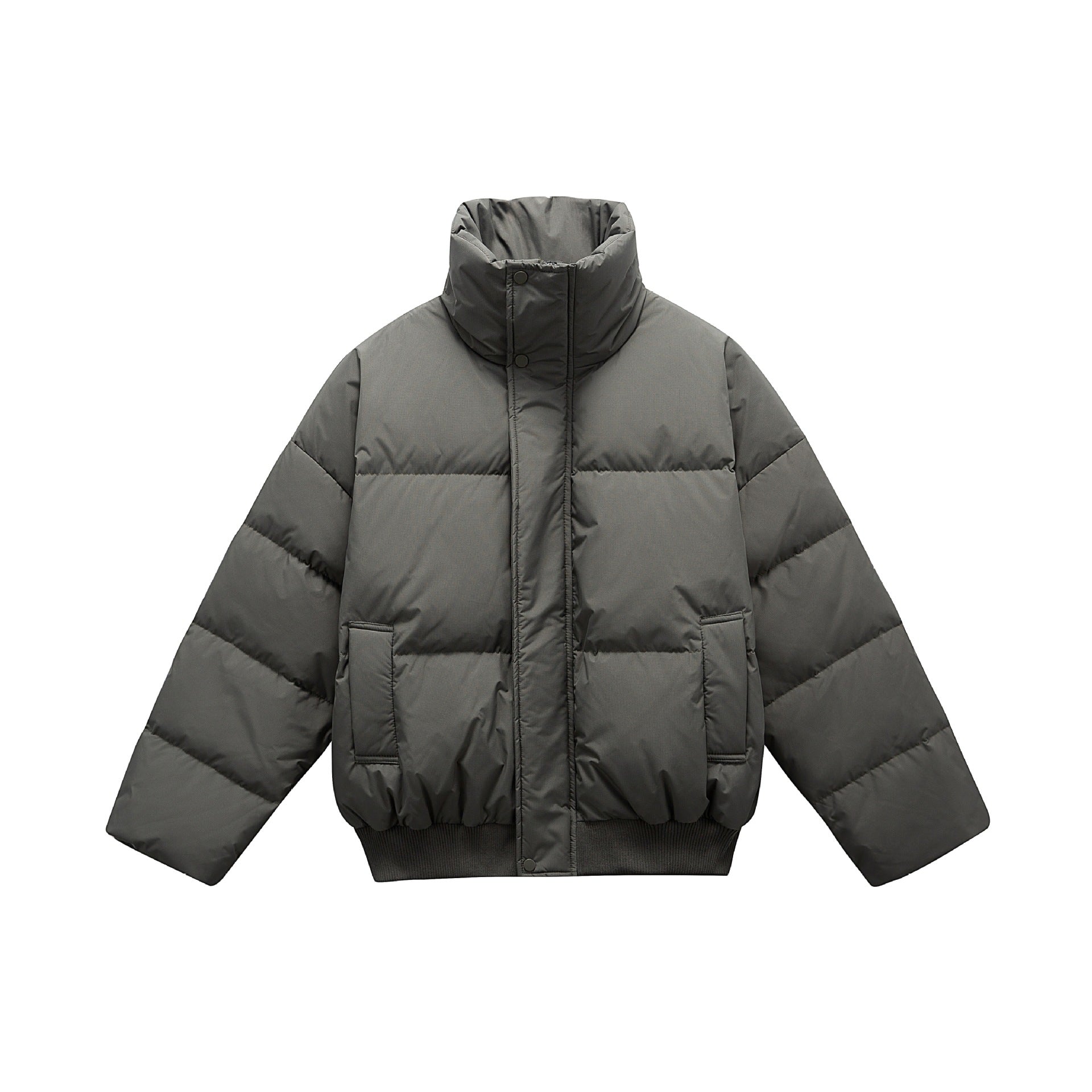 Unisex Boxy padded short jacket with high stand collar and elastic hem Chichicherry