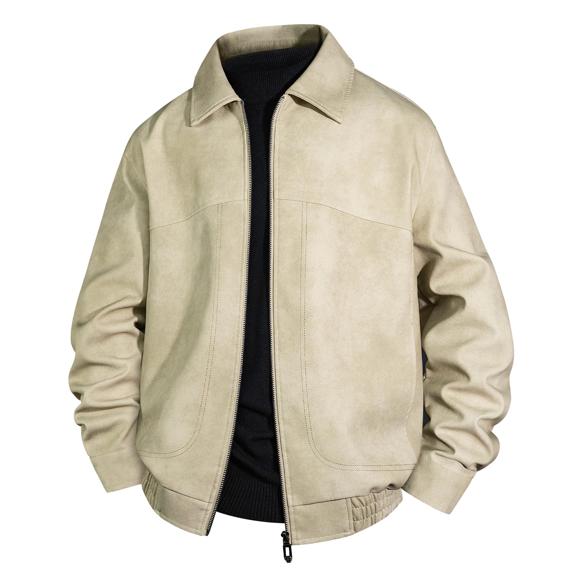 Men's bomber jacket made of oiled vintage leather with zipper Chichicherry
