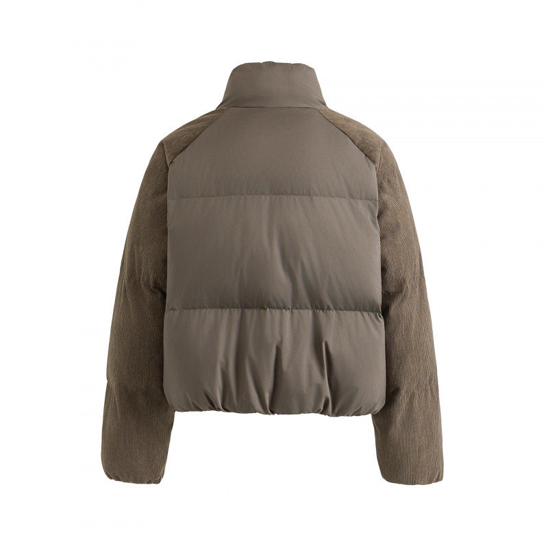 Women's short padded jacket with cord sleeves and high stand-up collar Chichicherry