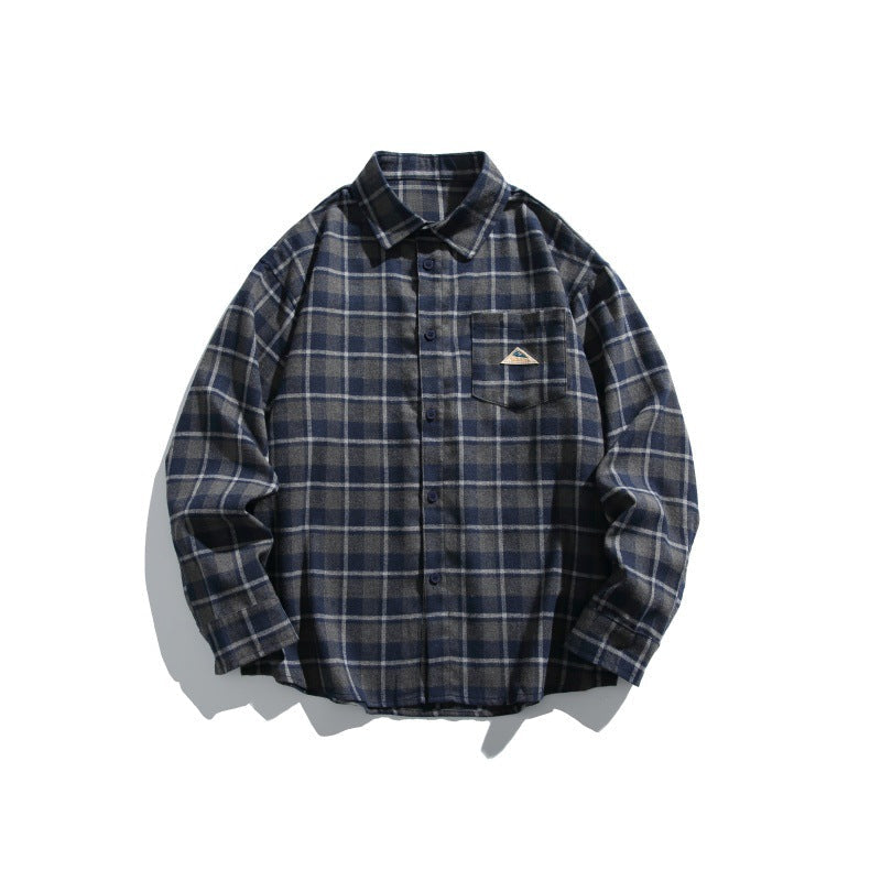 Men's Checked Flannel Shirt Jacket in Overshirt Look with Chest Pocket Chichicherry