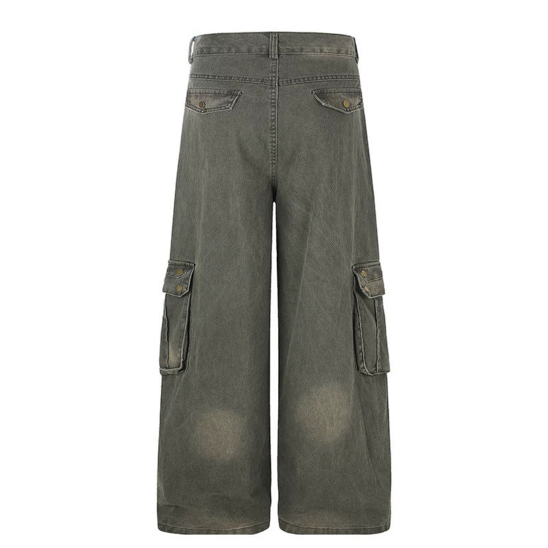 Women's Wide Cargo Denim Culotte with Utility Pockets Chichicherry