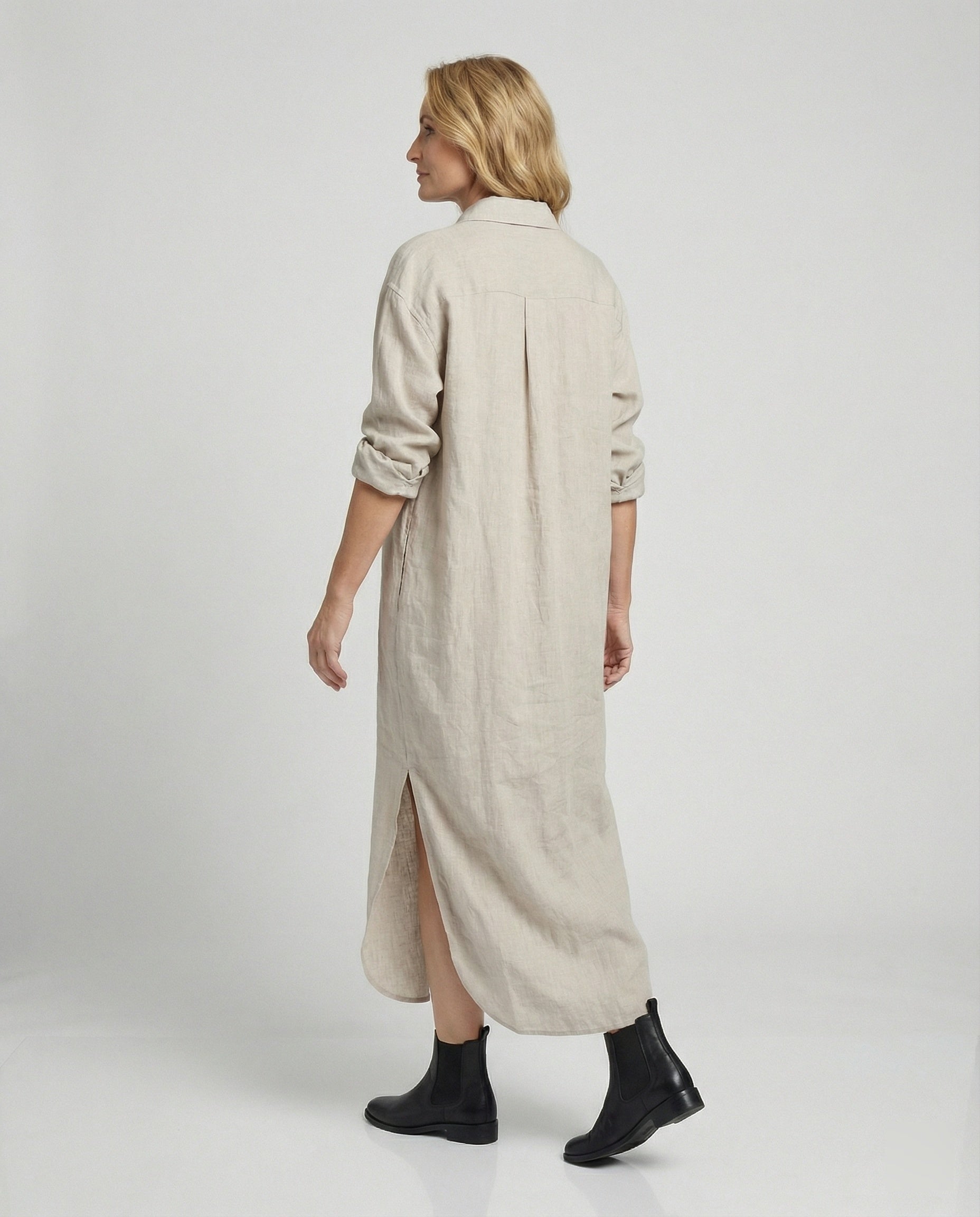 Women's Shirt Dress Linen Midi