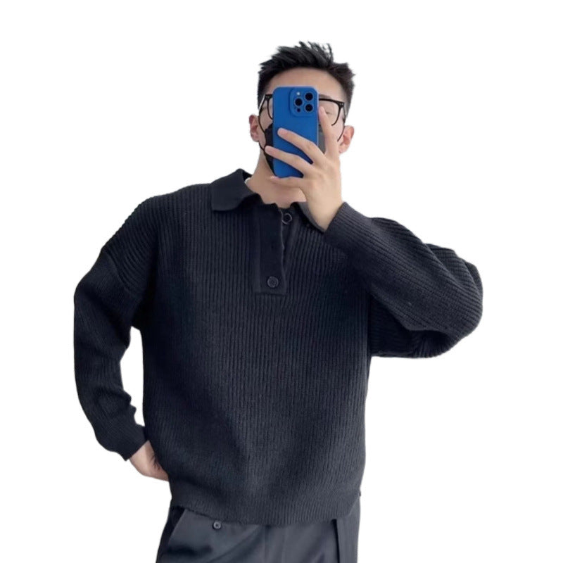 Herren Feinstrick-Polo-Pullover mit Halbschlupf‑Knopfleiste, Rippstruktur und Seitenschlitzen Chichicherry