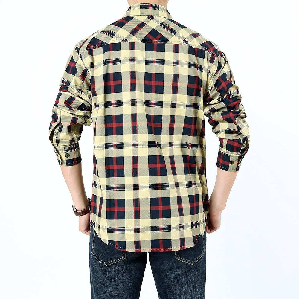 Men's Checked Casual Shirt made of Cotton Blend with Double Chest Pockets and Regular Fit Chichicherry