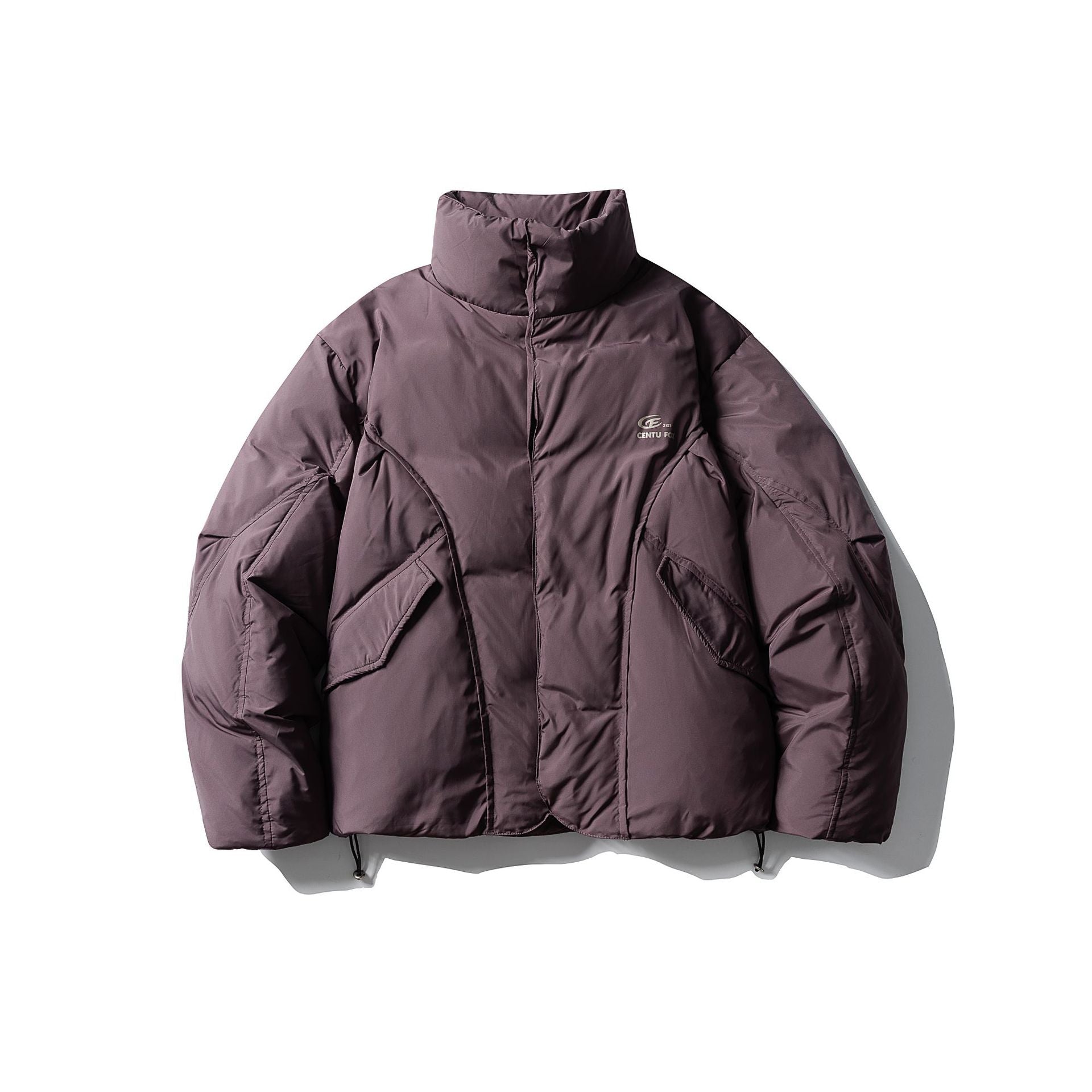Men's Short Boxy Insulation Jacket with High Standing Collar and Large Flap Pockets Chichicherry