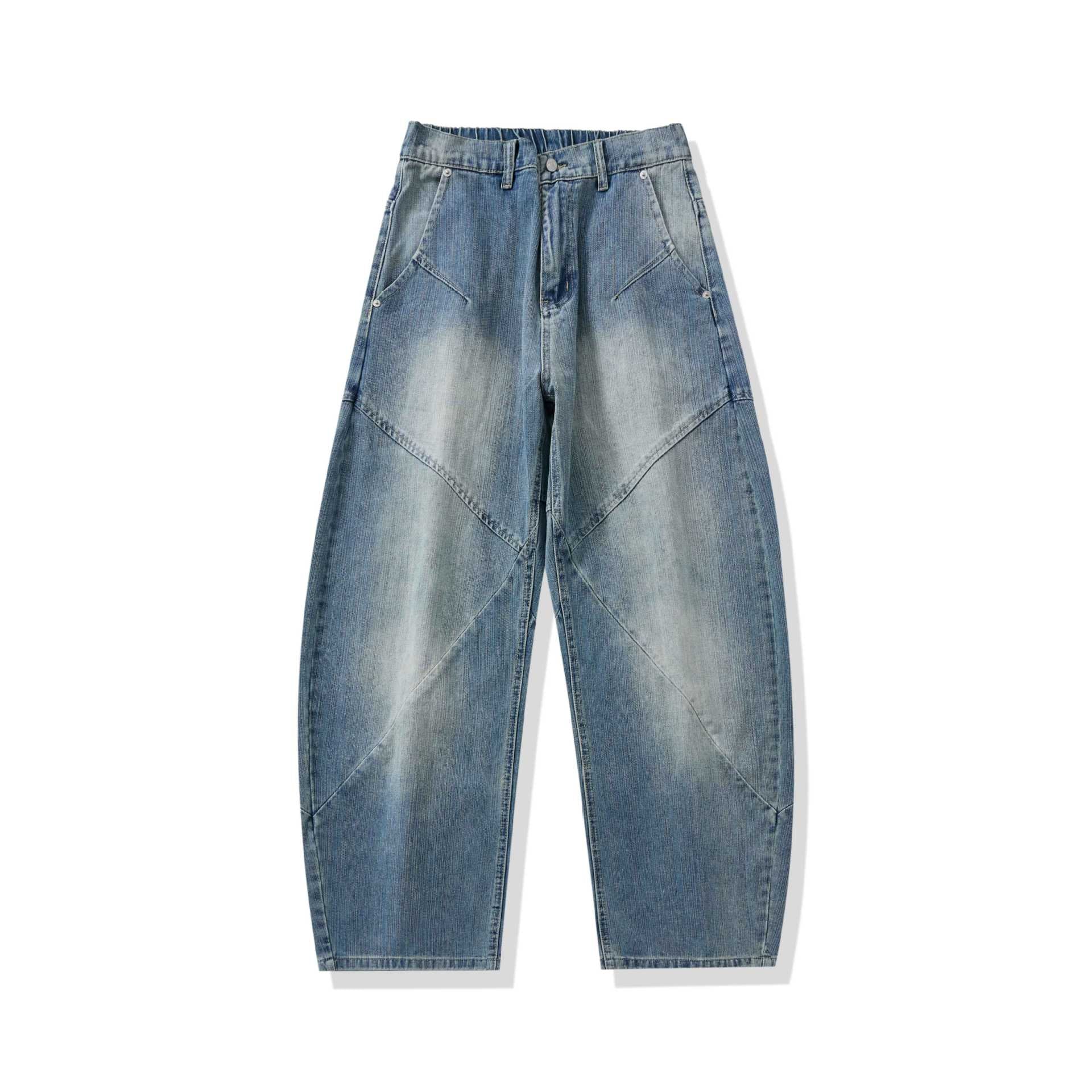 Women's High-Waisted Relaxed-Fit Jeans with Decorative Seams and Generous Pockets Chichicherry