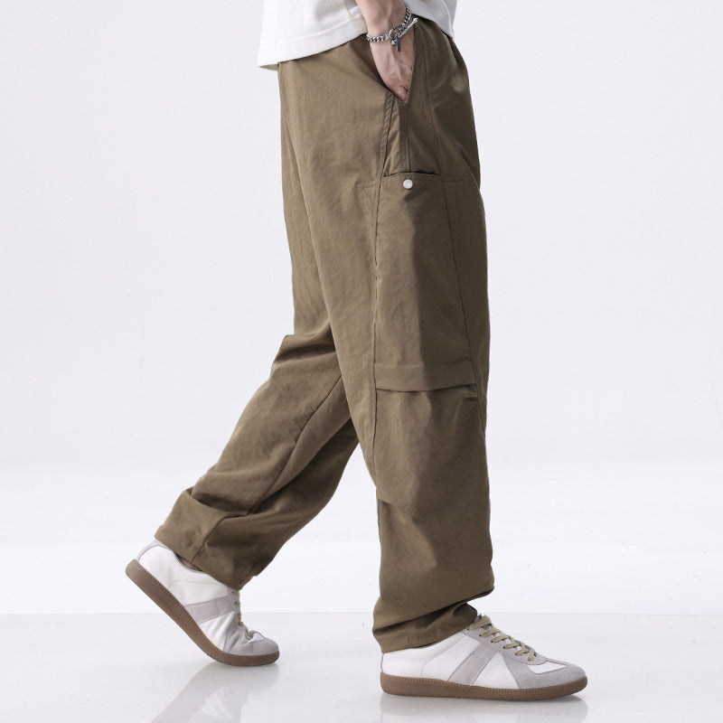 Men's cargo joggers with drawstring, elastic hem, and side utility pockets Chichicherry