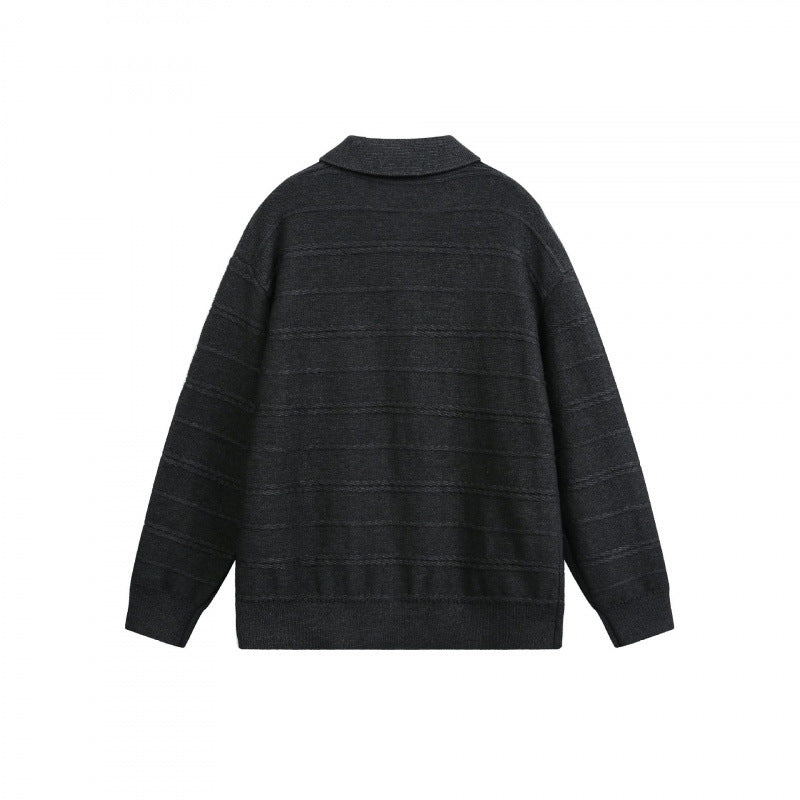 Unisex Lightweight Boxy Polo Knit Sweater with Half Button Placket and Shirt Collar Chichicherry