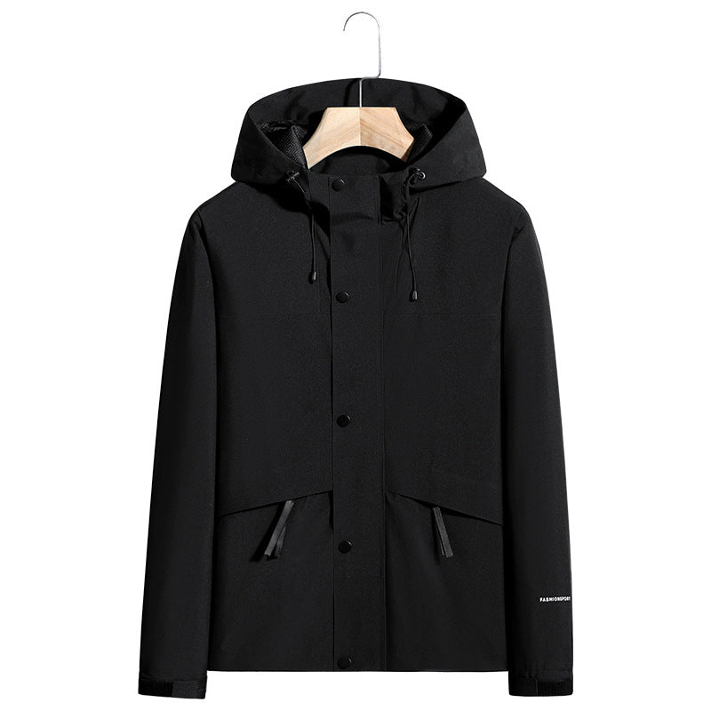 Men's Lightweight Water-Repellent Hooded Softshell Jacket with Concealed Press Stud Placket and Drawstring Chichicherry