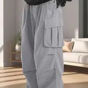 Men's Baggy Cargo Pants in Oversized Utility Style with Elastic Waistband & Multiple Pockets Chichicherry