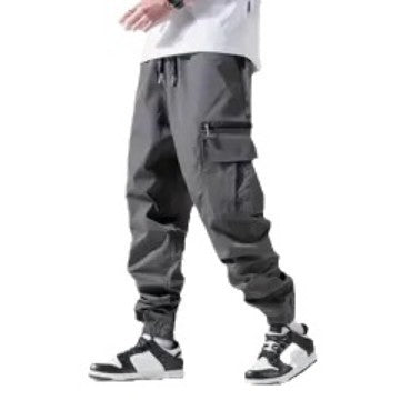 Men's Utility Cargo Jogging Pants with Drawstring, Ankle Cuffs & Zipper Leg Pocket Chichicherry