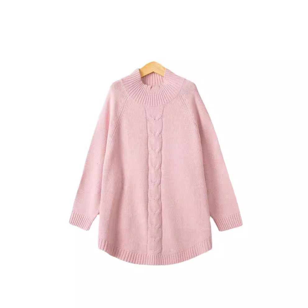 Women’s turtleneck sweater with cable pattern and raglan sleeves Chichicherry