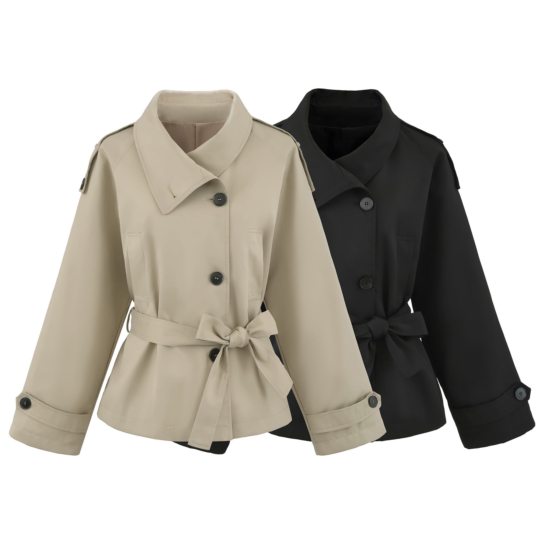 Ladies short trench with tie belt and wide arm Chichicherry