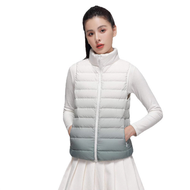 Women's Sleeveless Thermo Quilted Vest with High Stand-Up Collar and Zipper Chichicherry