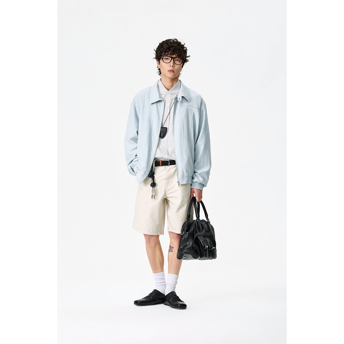 Unisex Oversize Denim Jacket with frayed edges and snap button placket Chichicherry