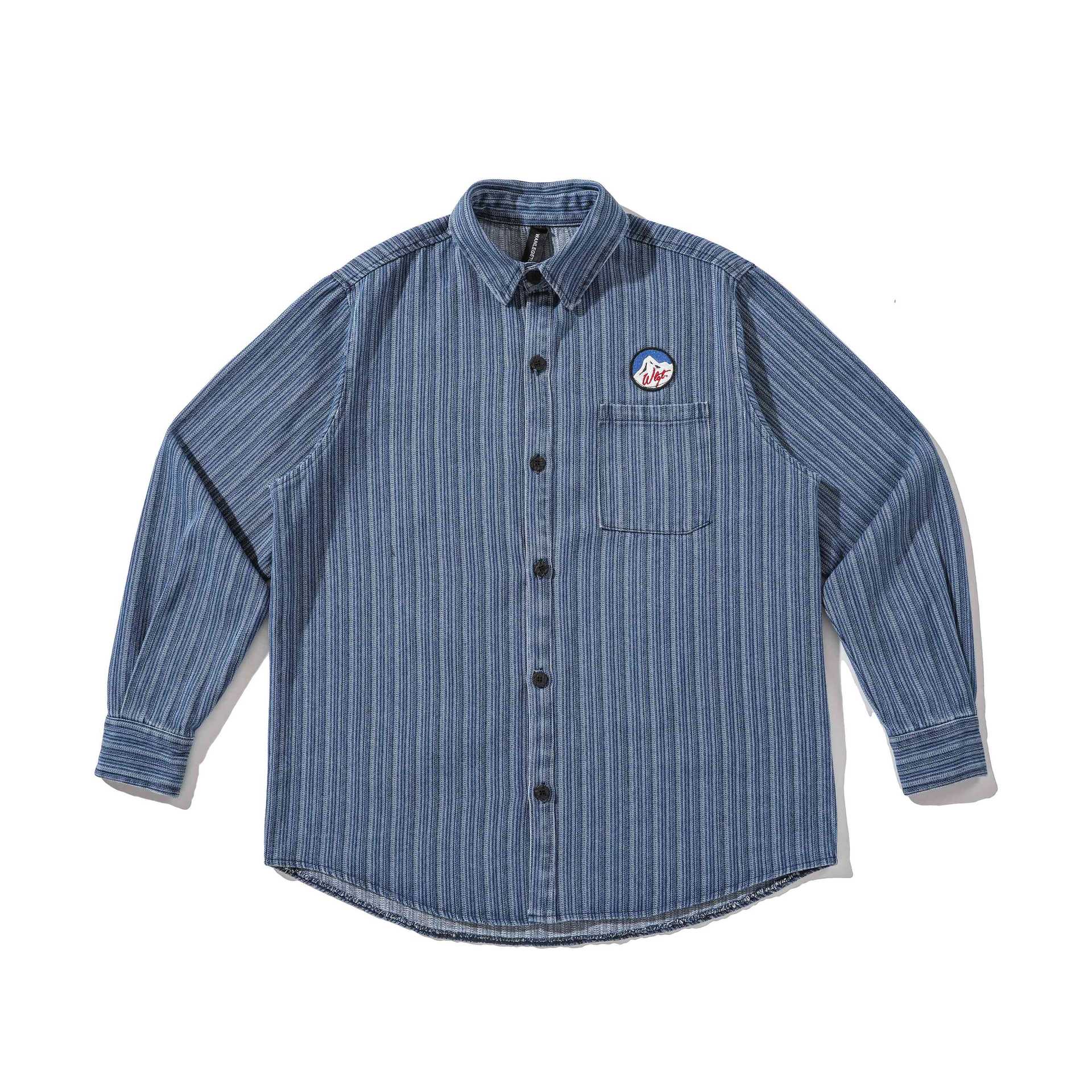 Men Striped Workwear Shirt with Chest Pocket Chichicherry