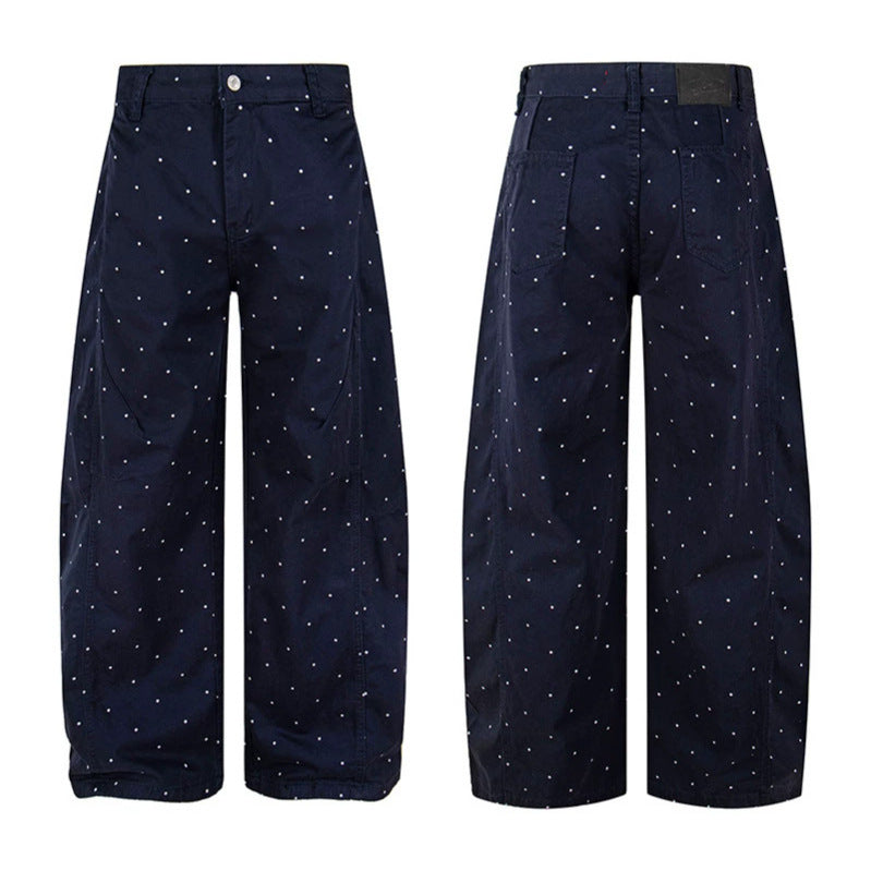 Women's High-Waist Palazzo Pants in Culotte Style with Wide Leg and Subtle Dot Pattern Chichicherry